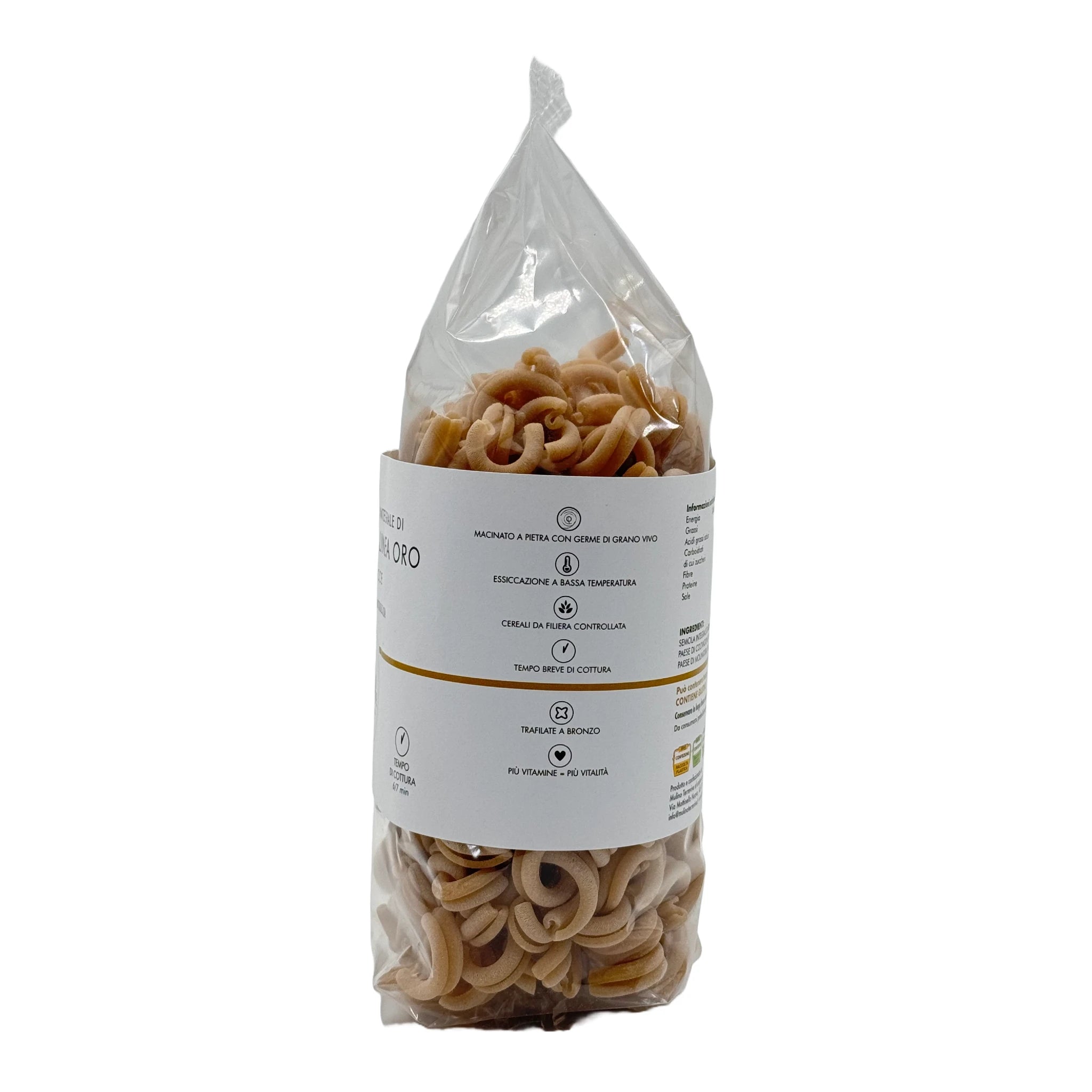 Pasta Integrale Grano Duro Linea Oro  Caserecce 500g  -  Mulino Terrevive - vaigustando