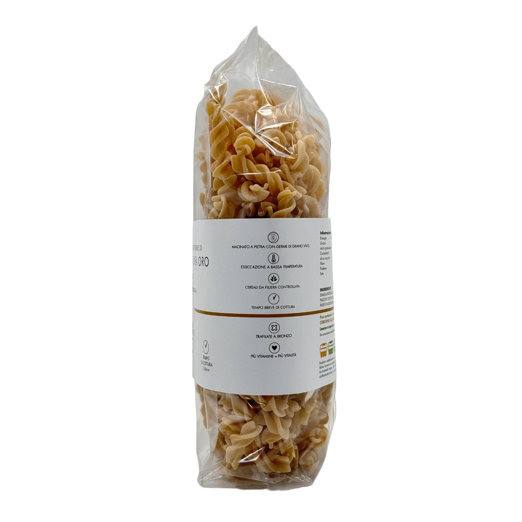 Pasta Integrale Grano Duro Linea Oro  Fusilli 500g  -  Mulino Terrevive - vaigustando