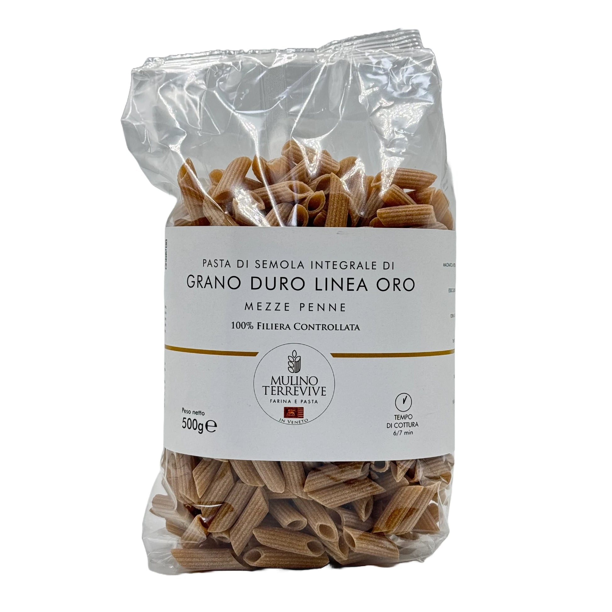 Pasta Integrale Grano Duro Linea Oro Mezze Penne 500g - Mulino Terrevive - vaigustando