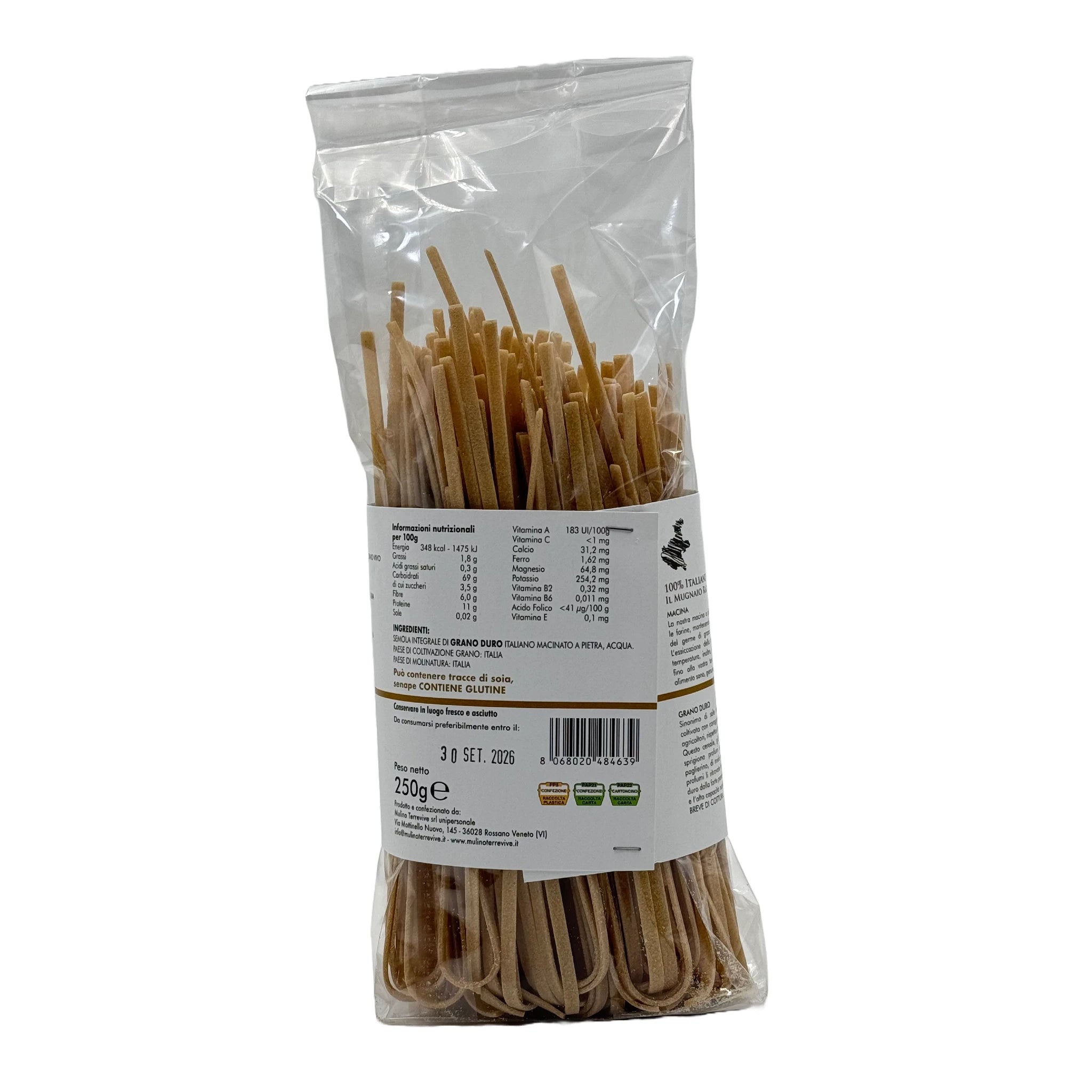 Pasta Integrale Grano Duro Linea Oro  Tagliolini 250g  -  Mulino Terrevive - vaigustando