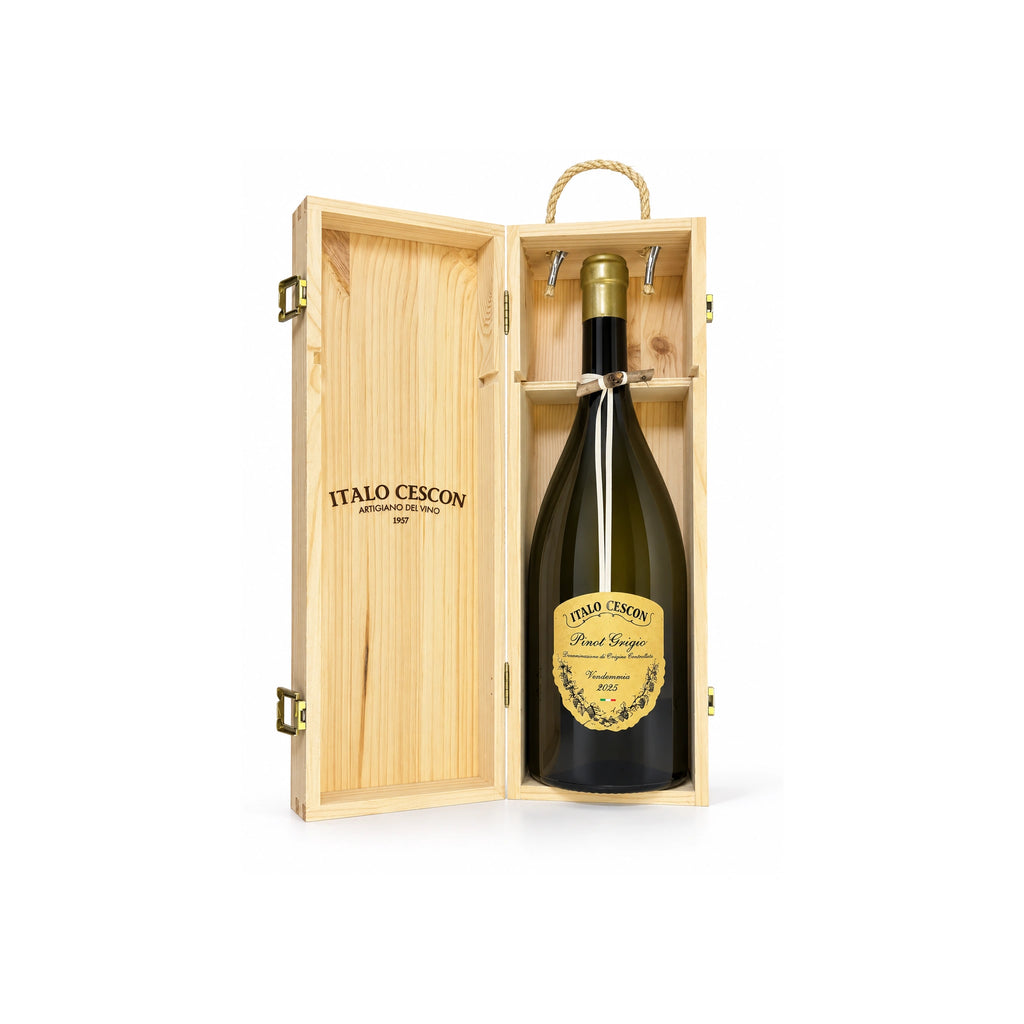 Pinot Grigio-Grave Friuli DOC-Magnum-con bauletto aperto-Italo Cescon-Vaigustando