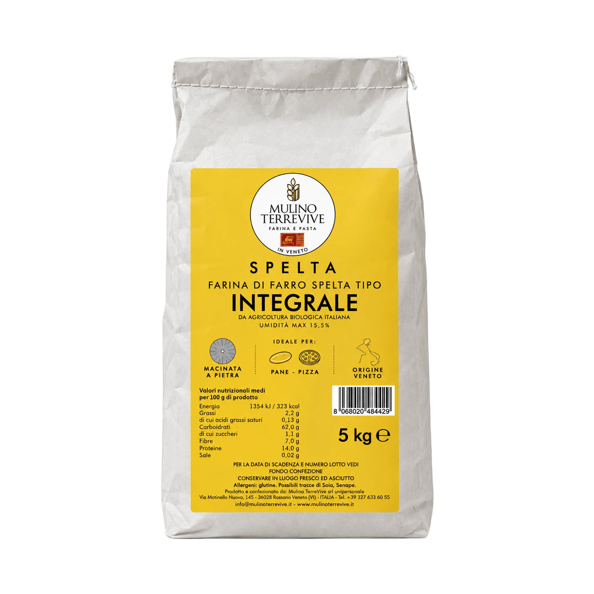 Spelta Farina di Farro  Tipo Integrale formato 5kg-Mulino Terrevive-Vaigustando