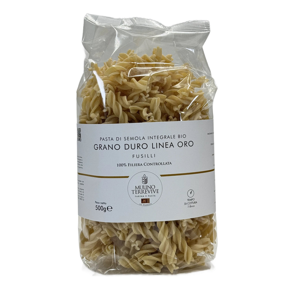 Pasta Integrale Grano Duro Linea Oro  Fusilli 500g - BIO  -  Mulino Terrevive - vaigustando