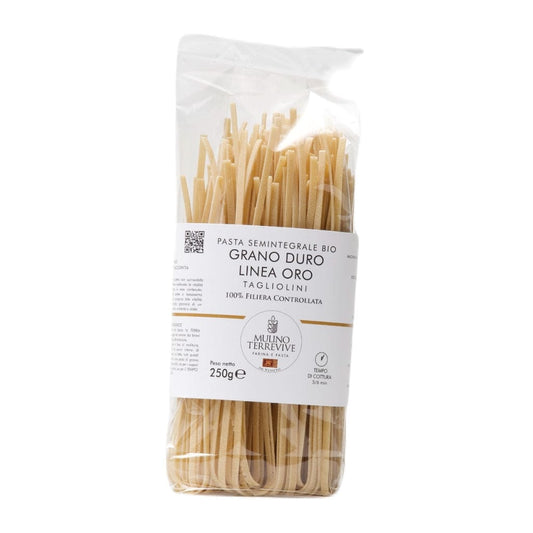 Pasta Semintegrale Grano Duro Linea Oro  Tagliolini 250g  -  Mulino Terrevive - vaigustando